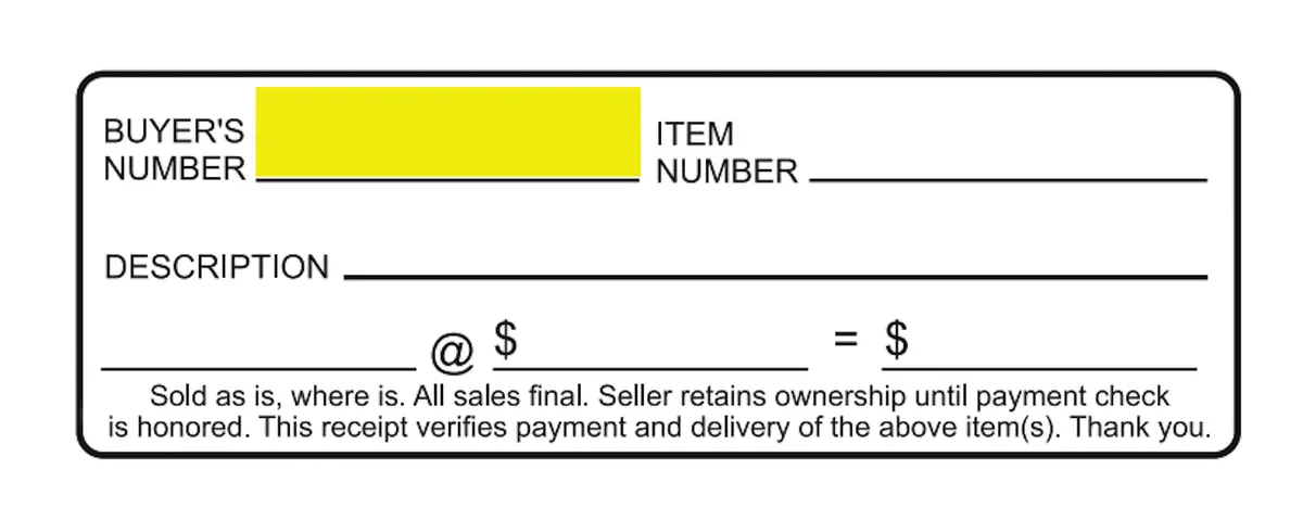 Custom Backside Print - 12 Ticket Clerk Sheets - Style A (500/Pack) 1