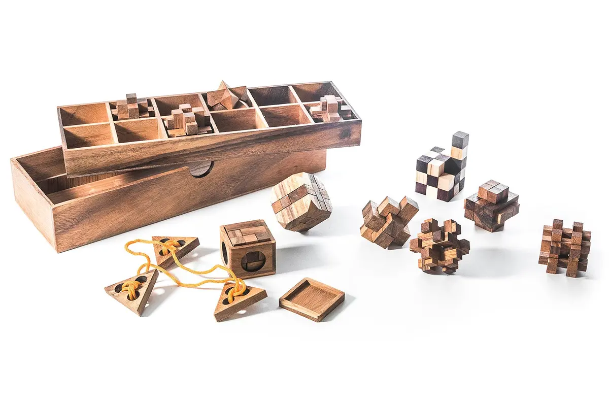 12 Escape Room Wooden Brain Teaser Puzzle Gift Set 2