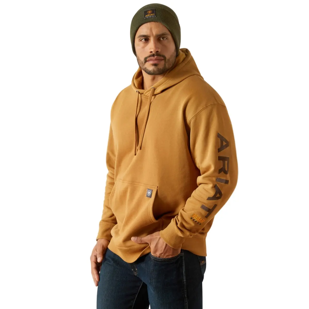 Workman Graphic Hoodie, Dijon And Mole 1