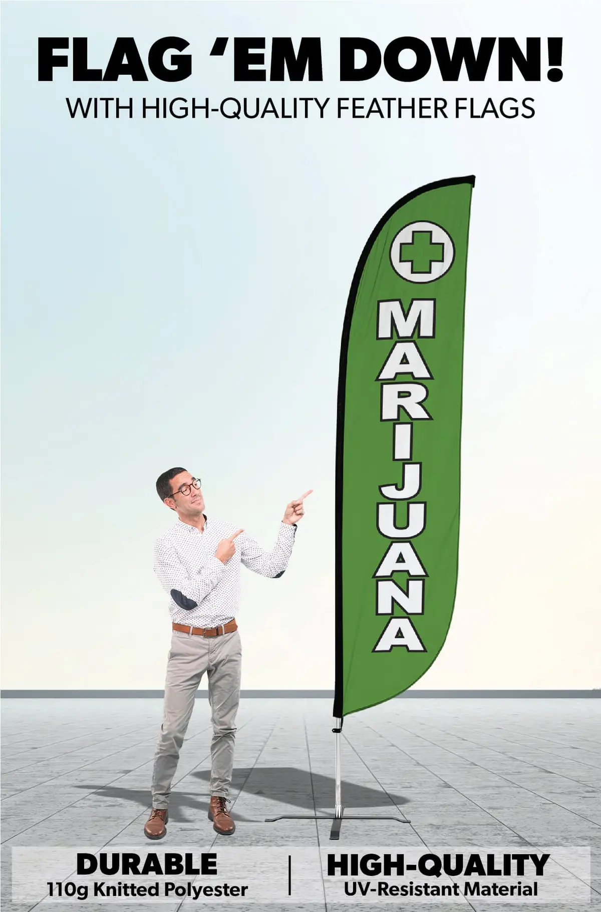 Marijuana Feather Flag Green 2