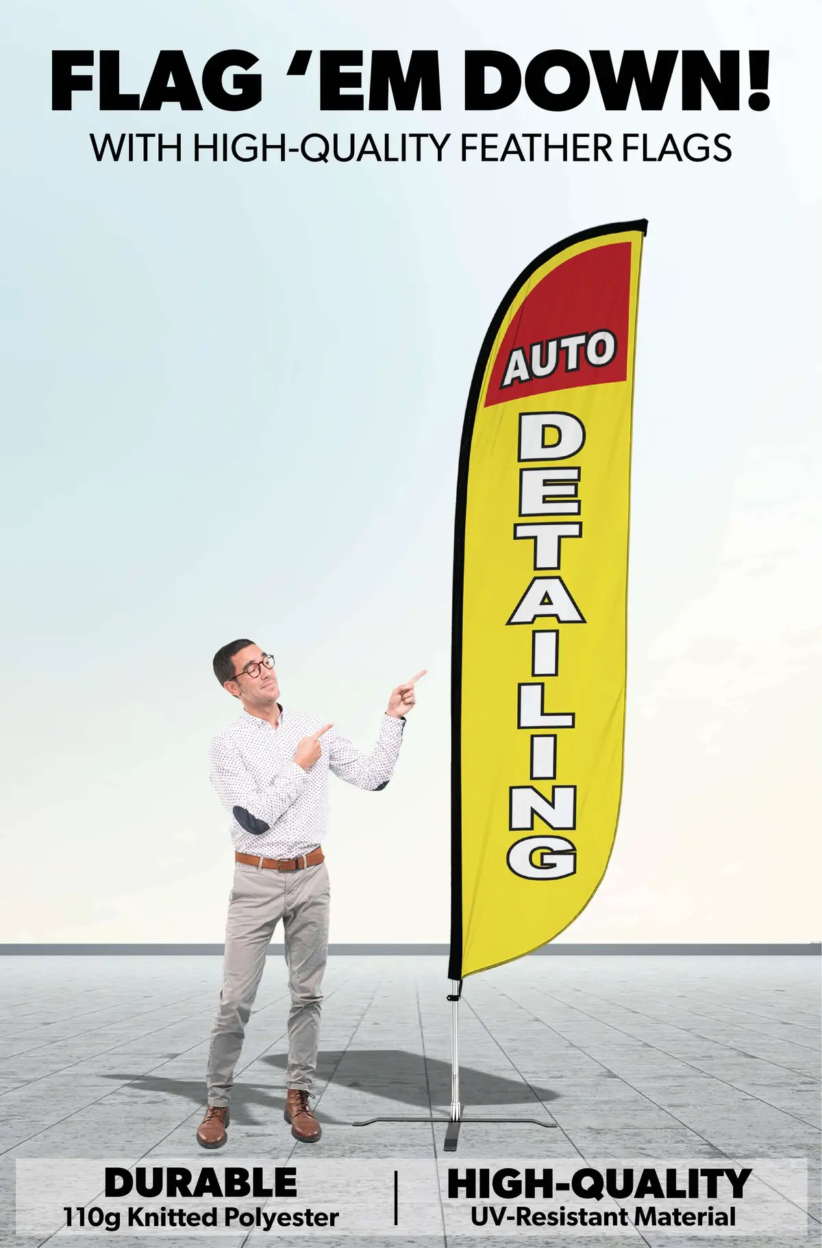 Auto Detailing Feather Flag Yellow 2