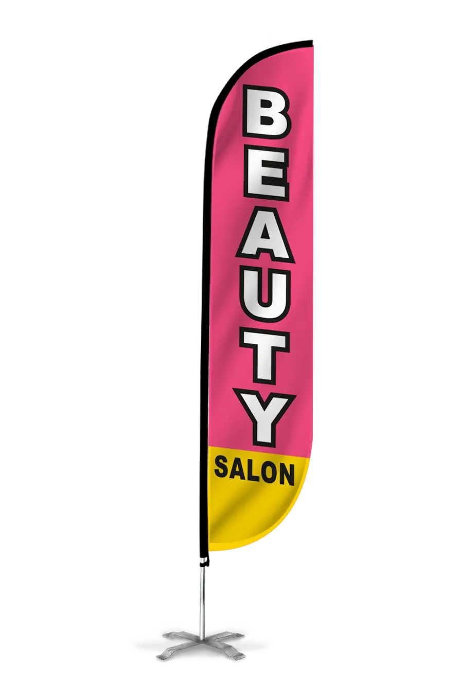 Beauty Salon Feather Flag Pink 1