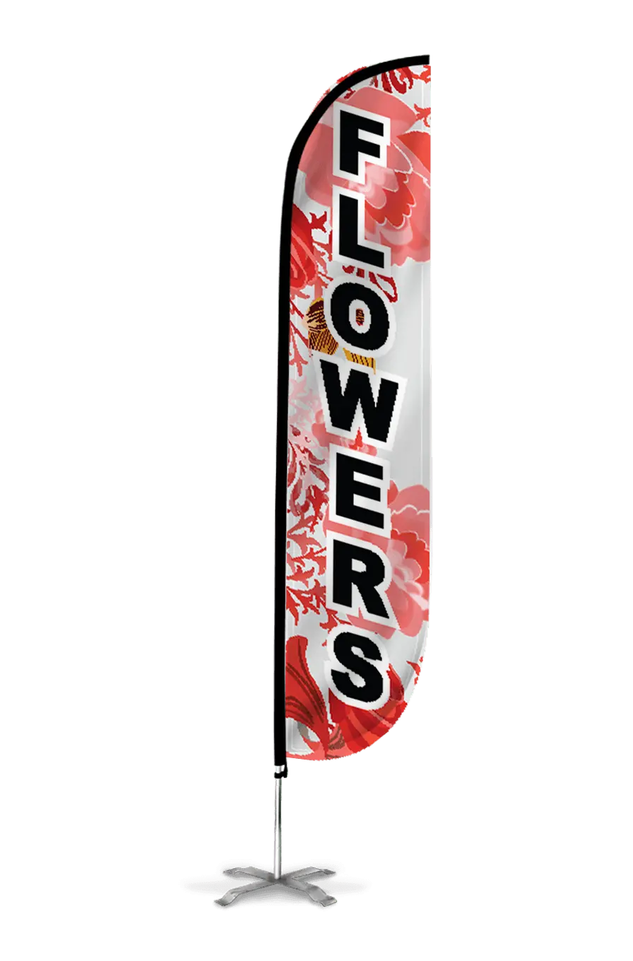 Flowers Feather Flag Pink 1