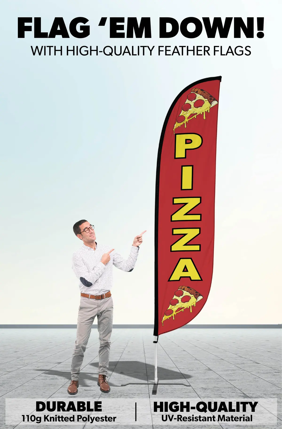 Pizza Slices Feather Flag Red 2