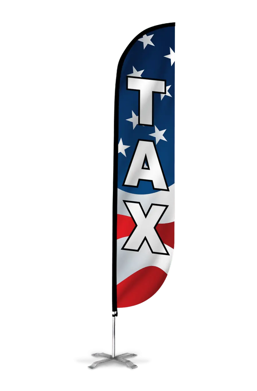 Tax Feather Flag - American Flag Design: Red, White & Blue 1