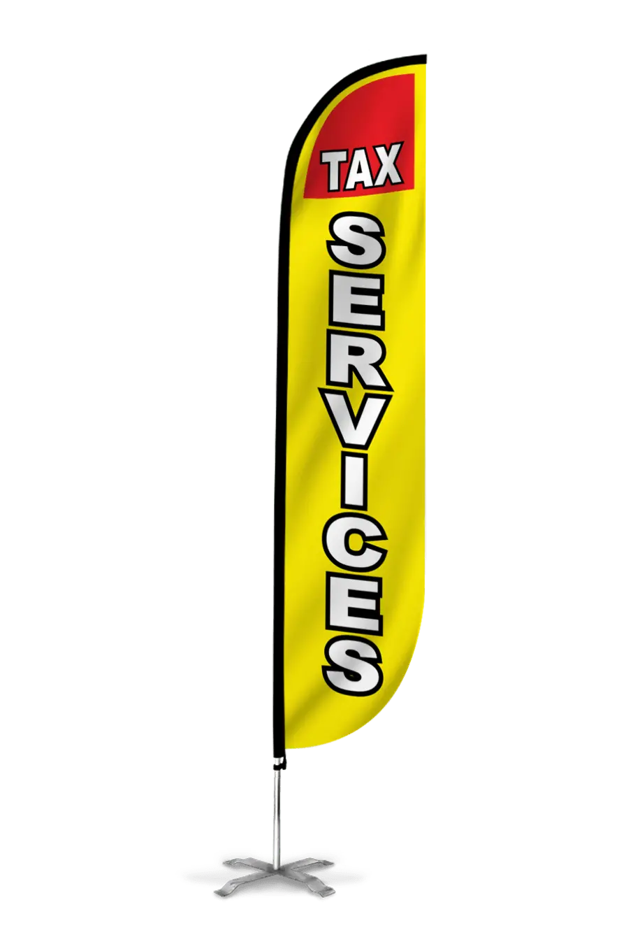 Tax Services Feather Flag In Yellow 1