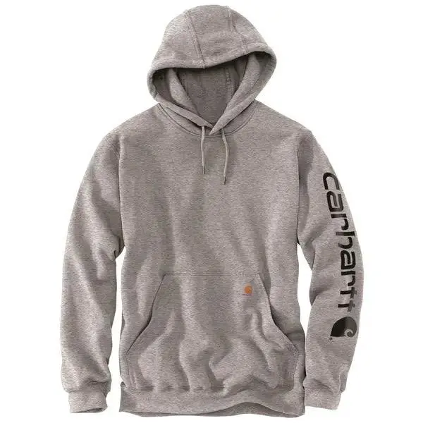 K288 Loose Fit Midweight Logo Sleeve Graphic Hoodie - Heather Grey/Black 1