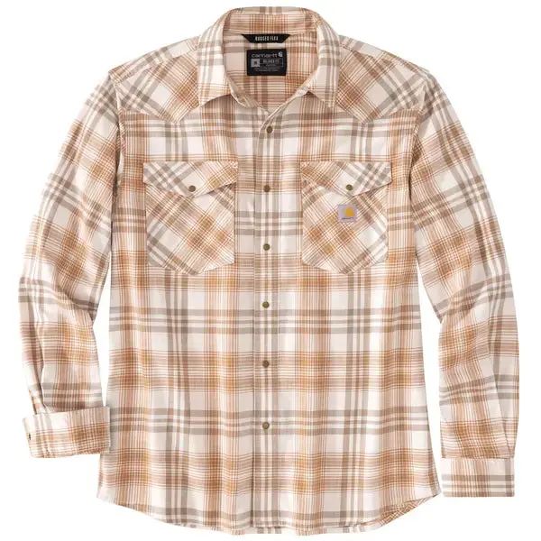 Montana Lightweight Snap-Front Plaid Shirt, Hickory Nut 1