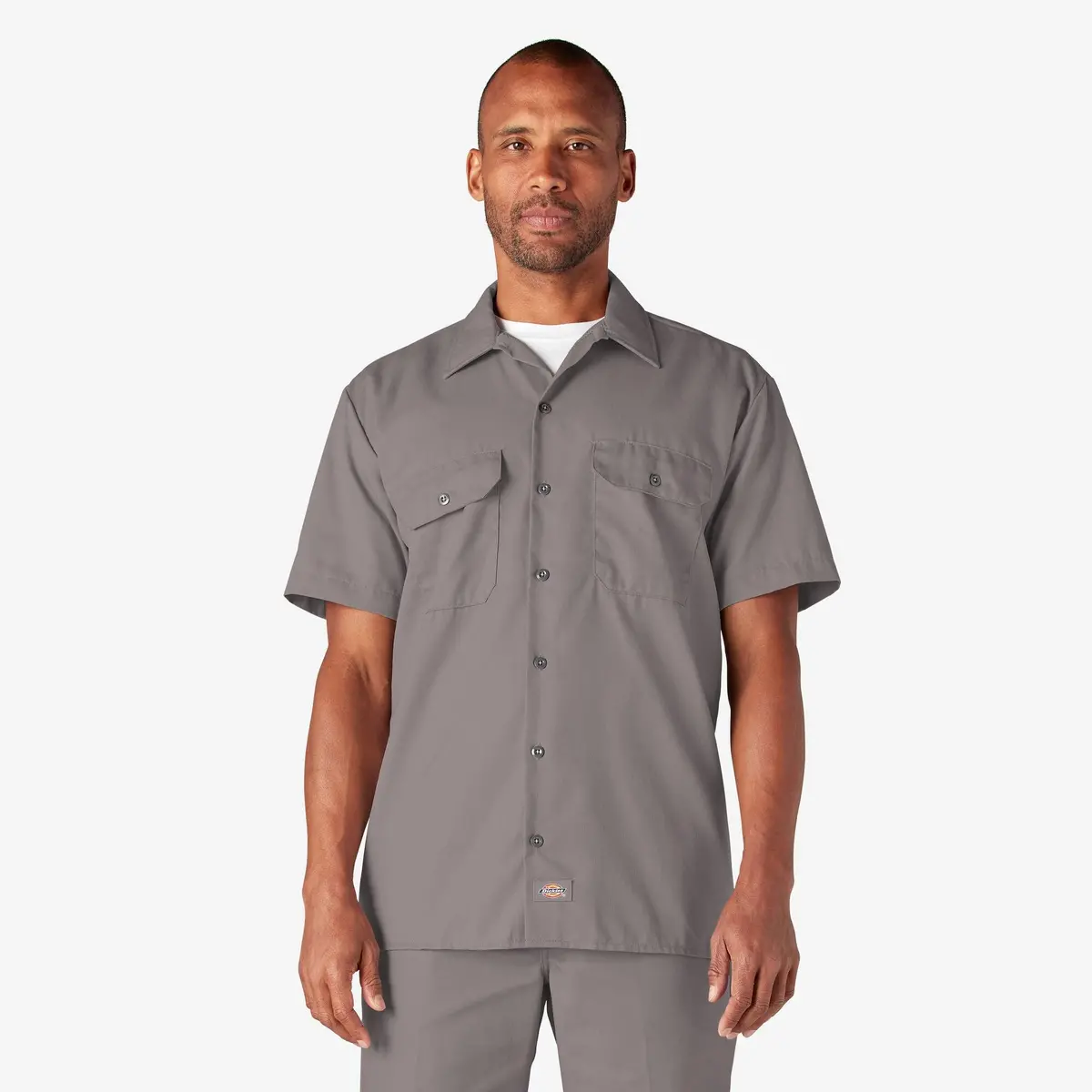 Short Sleeve Work Shirt, Silver 1