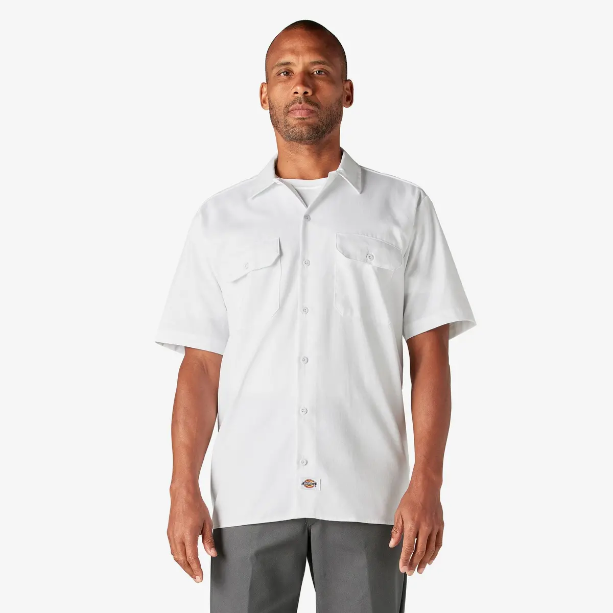Short Sleeve Work Shirt, White 1