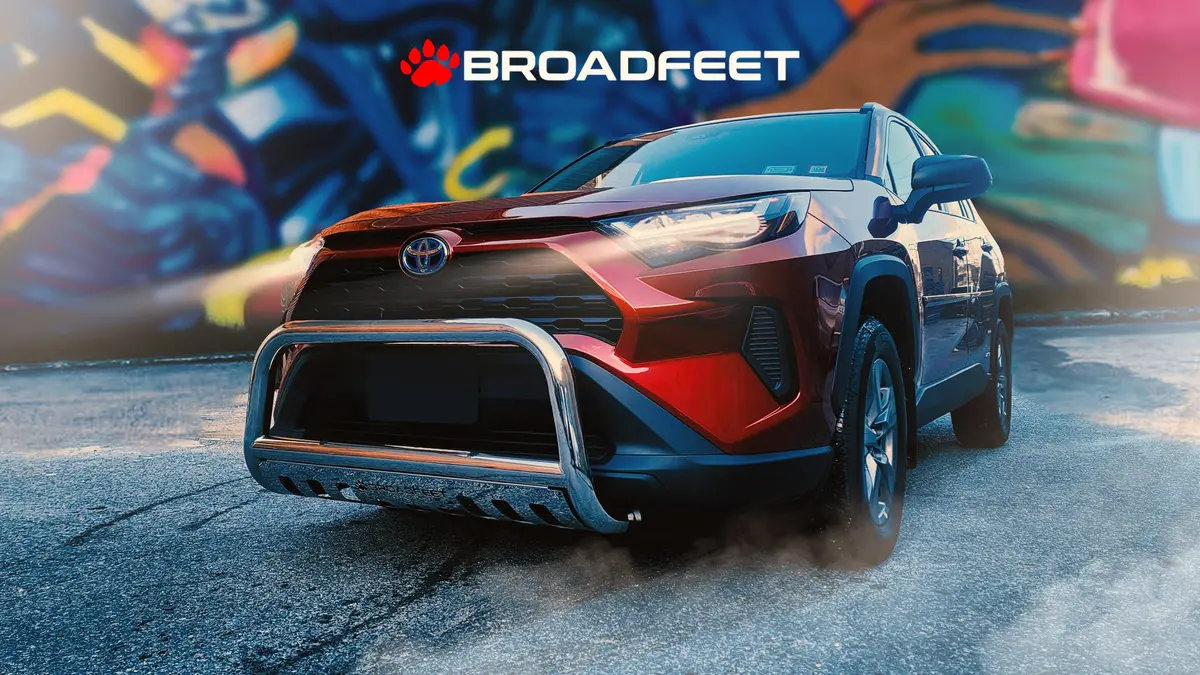 Front Bull Bar With Skid Plate (Dw8) Straight Style Bumper Guard Fits Toyota Rav4 2019-2025 2