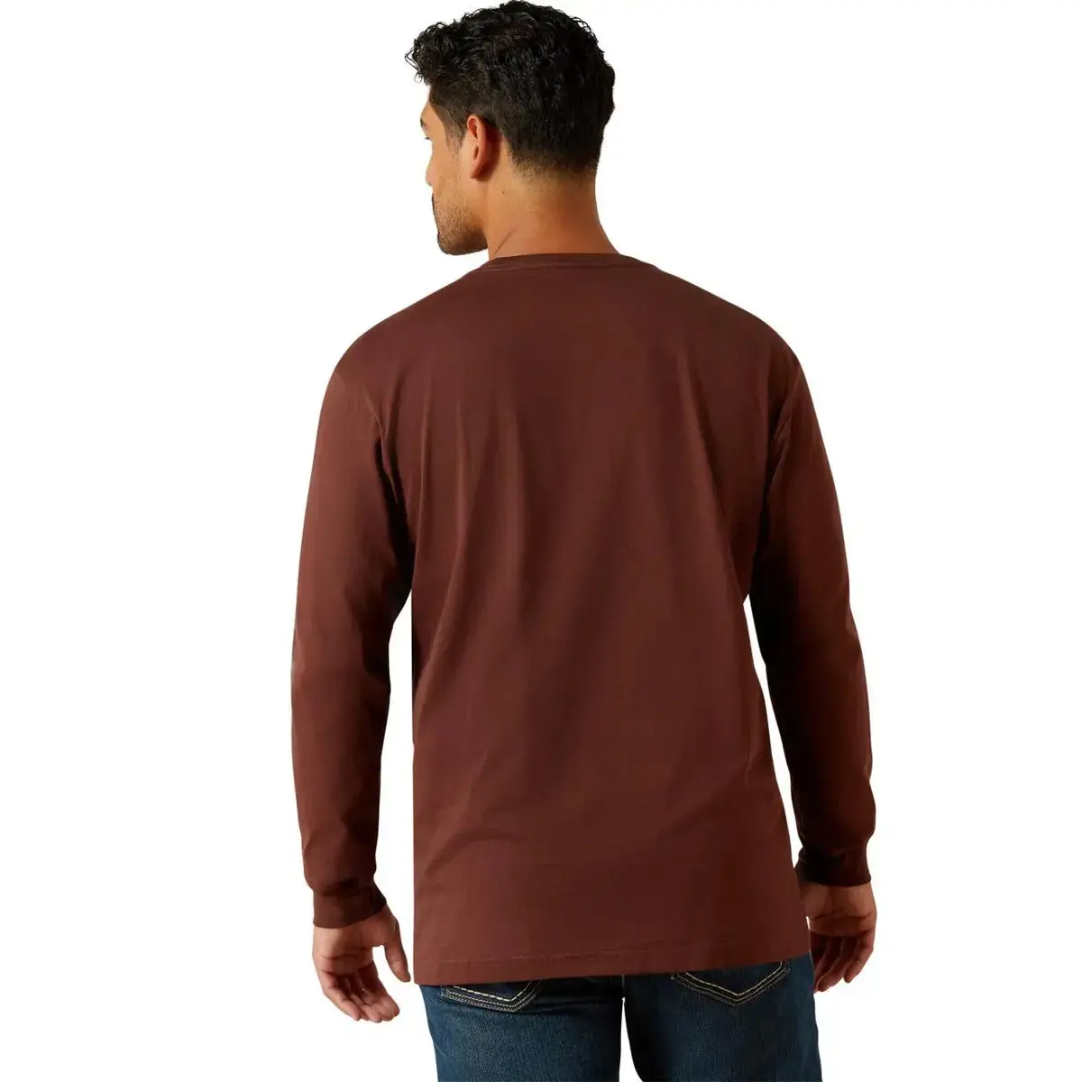 Cotton Strong Standard Logo Pocket Tshirt Ls- Bitter Chocolate/Charcoal 2