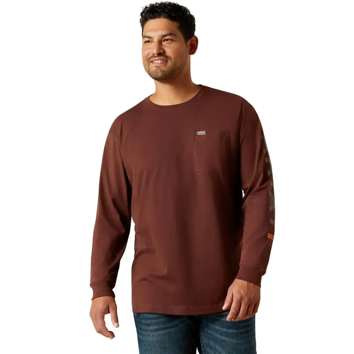Cotton Strong Standard Logo Pocket Tshirt Ls- Bitter Chocolate/Charcoal 1