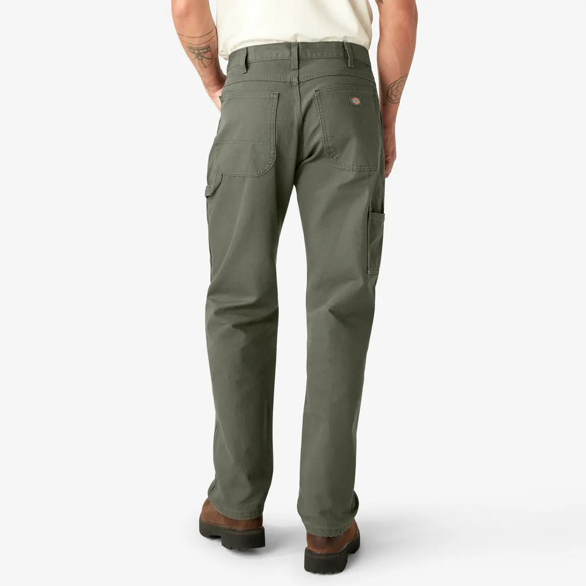 Relaxed Fit Heavyweight Duck Carpenter Pants, Rinsed Moss Green 2
