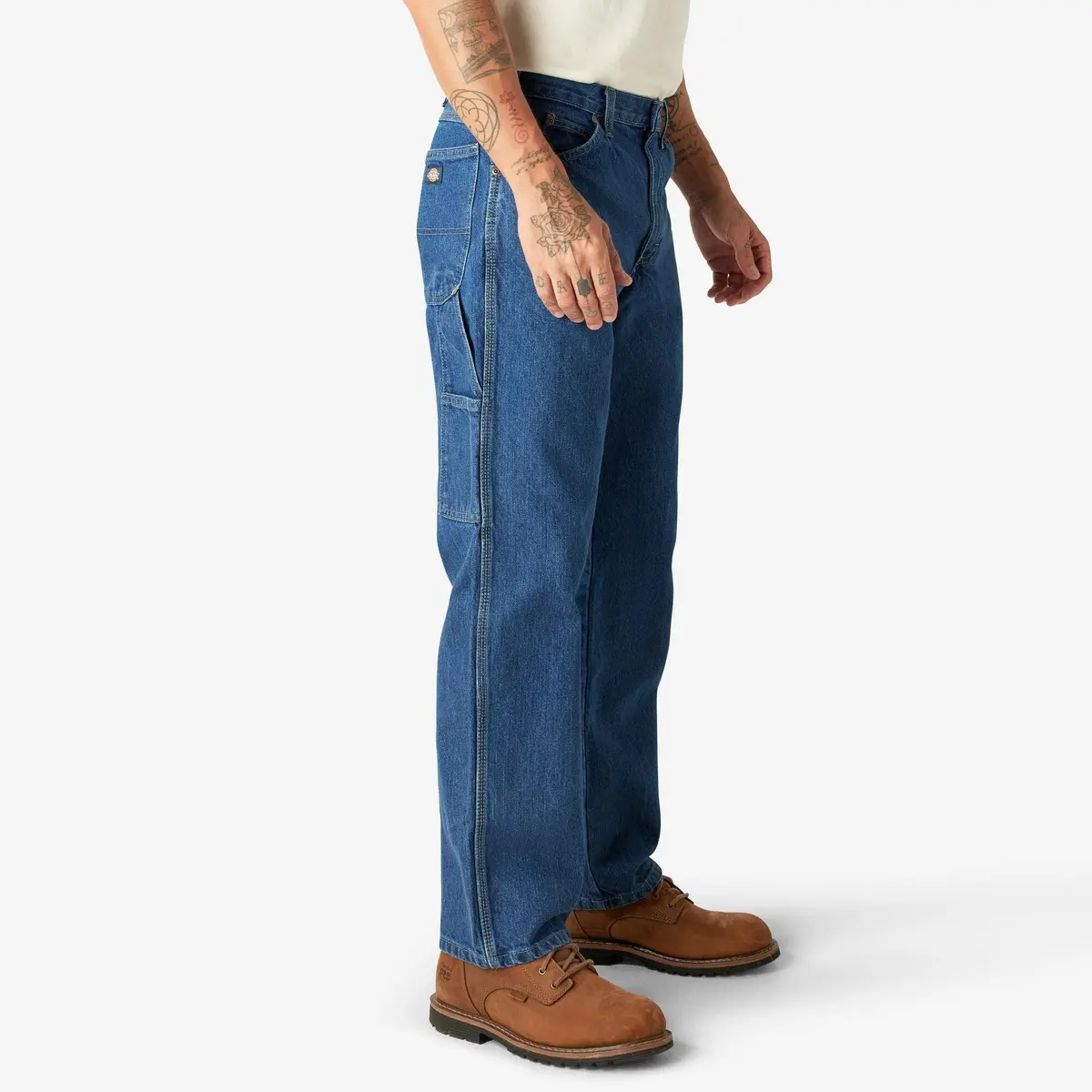 Relaxed Fit Heavyweight Carpenter Jeans, Stonewashed Indigo Blue 4