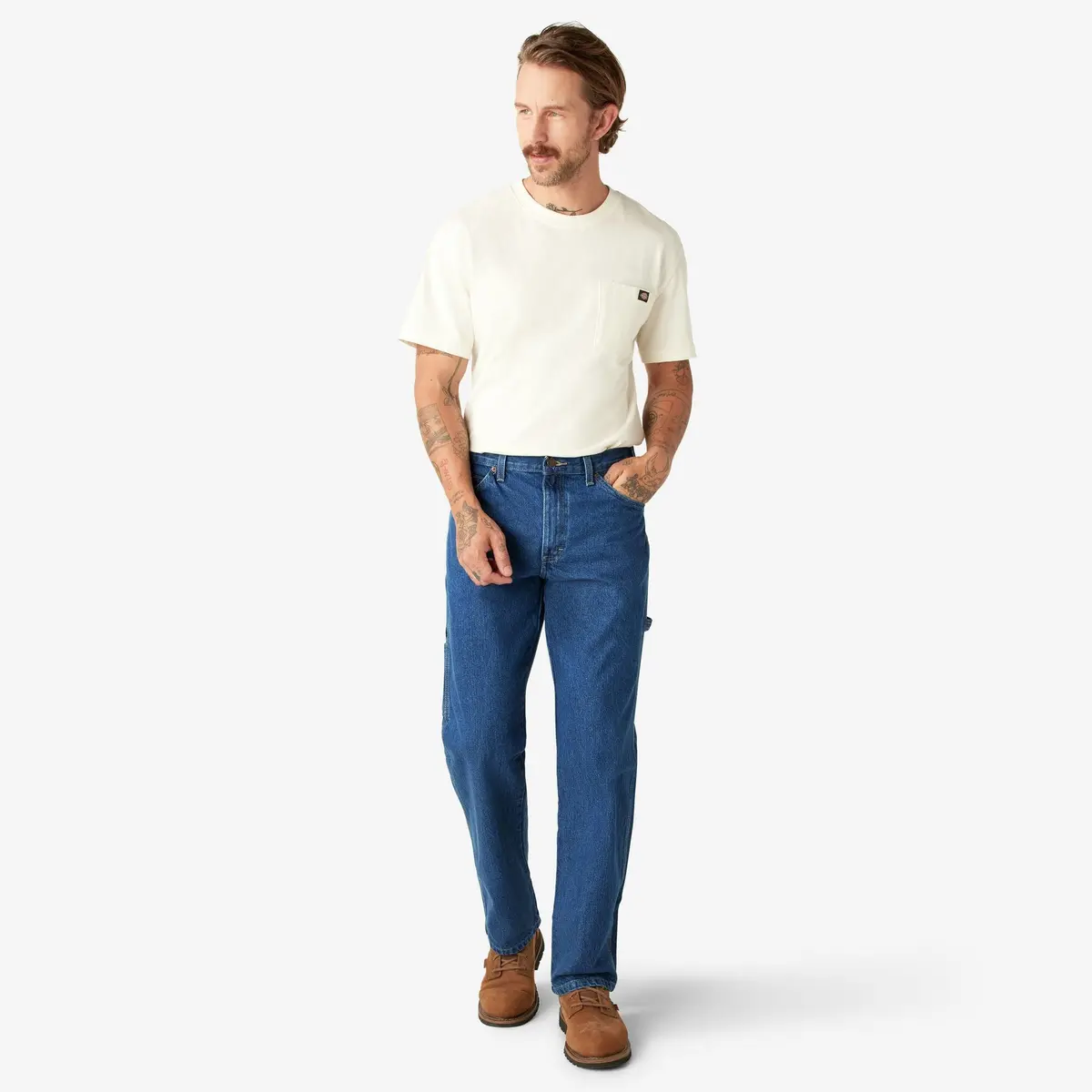 Relaxed Fit Heavyweight Carpenter Jeans, Stonewashed Indigo Blue 5
