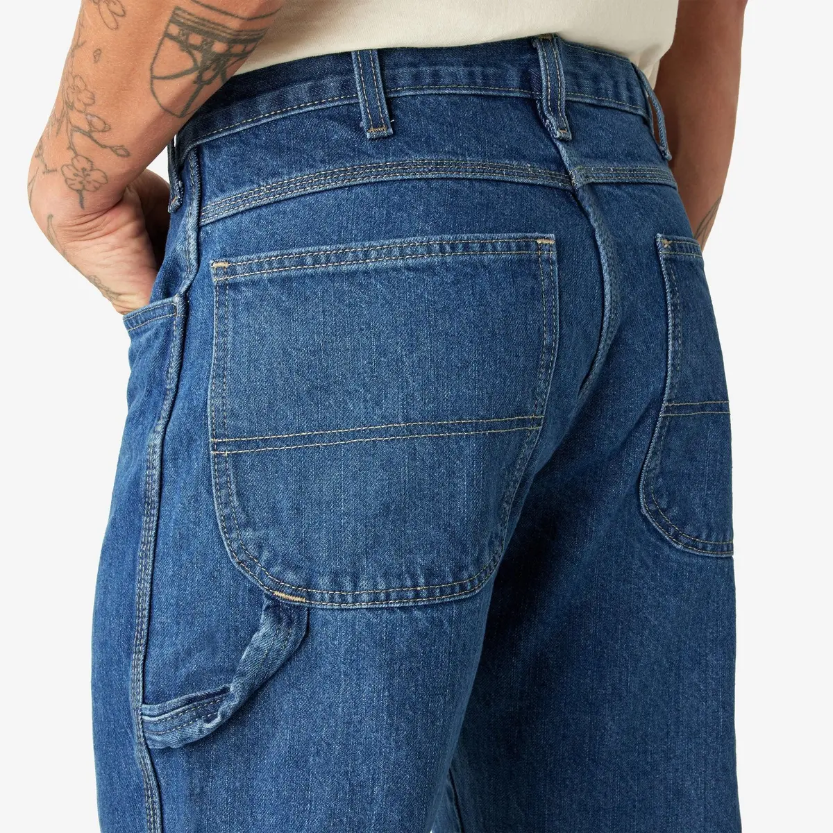 Relaxed Fit Heavyweight Carpenter Jeans, Stonewashed Indigo Blue 6