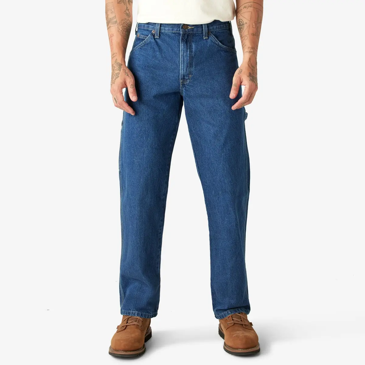 Relaxed Fit Heavyweight Carpenter Jeans, Stonewashed Indigo Blue 1