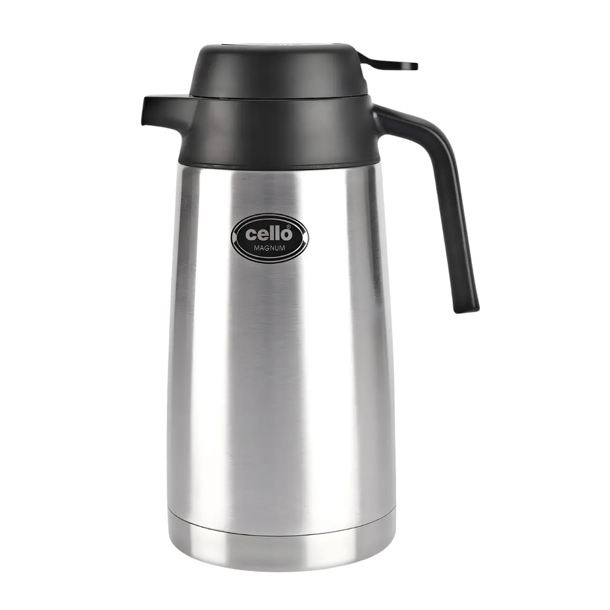 Cello Magnum Stainless Steel Double Walled Vacuum Insulated With Handle 1600 Ml, Silver | Hot & Cold | Easy To Carry Leakproof Tea/Coffee Flask 1