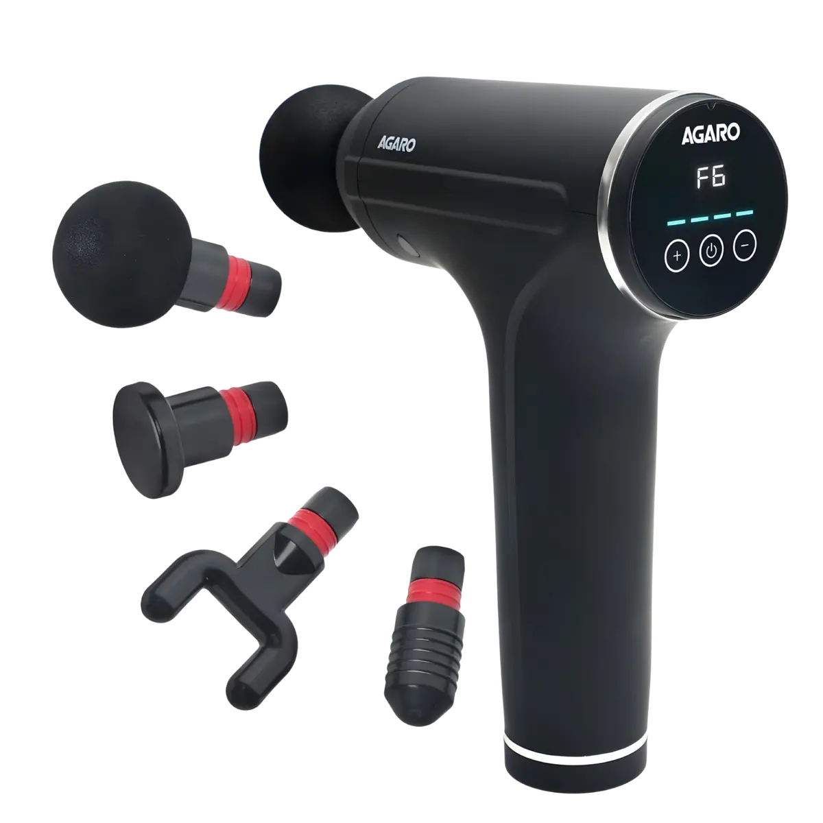 Agaro Galaxy Gun Massager, 4 Heads, 6 Speed, Rechargeable, Handheld, Acupressure, Muscle Massager For Full Body Relief, Muscle Relaxation Of Neck, Shoulder, Back, Foot For Men & Women, Black. 1