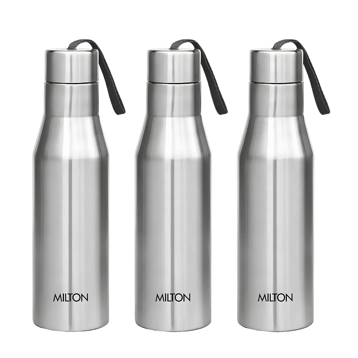 Milton Super 1000 Single Wall Stainless Steel Bottle, Set Of 3, 1000 Ml Each, Silver | 100% Leak Proof | Fridge | Office Bottle | Gym Bottle | Home | Kitchen | Hiking | Trekking I Travel 1