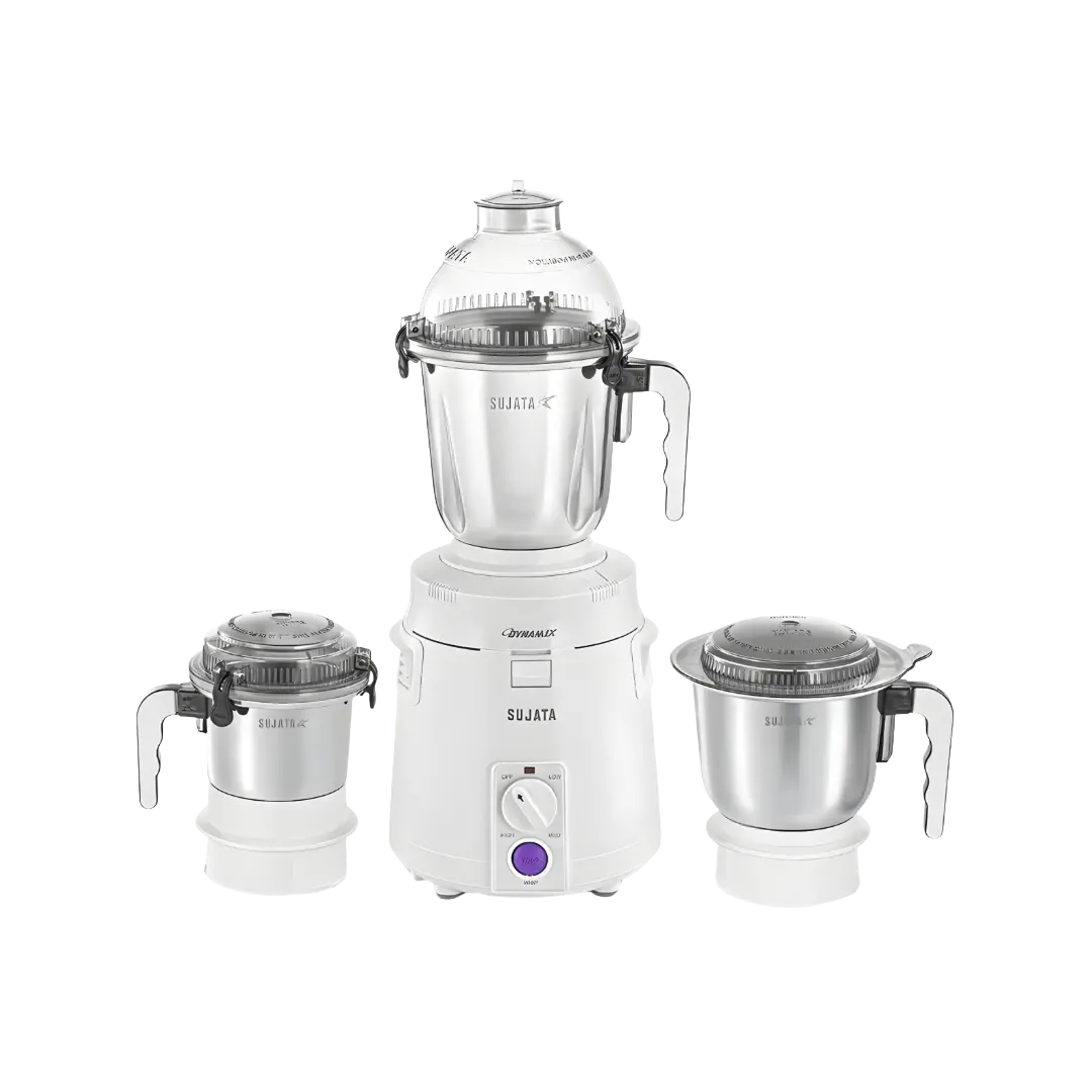 Sujata Dynamix Mixer Grinder | Heavy Duty | 900W, 3 Jars-Metal Couplers | White 1