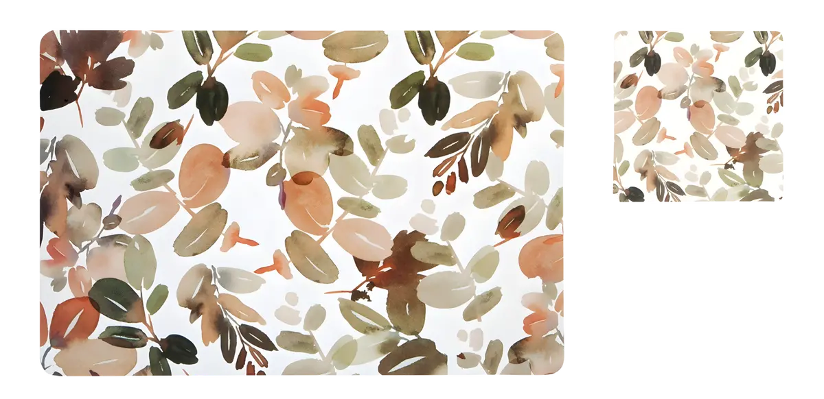 Obssession Bloom Printed Table Mat White And Brown | 6 Mats + 6 Coasters | Premium 1