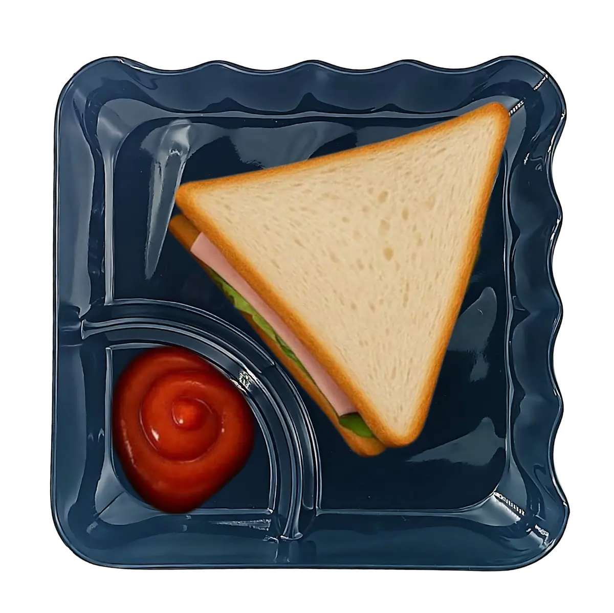 Milton Melamine Glossy Black Sandwich/Snacks Plate | Set Of 6 | Food Grade 1