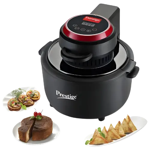 Prestige Multi-Chef All-In-One Air Fryer | 80% Less Oil Consumption | 6.5 Ltr Capacity | 1200 Watts Power | Fry, Toast, Grill | See Through Lid | Advance Digital Display | Even Heat Distribution | Black 1