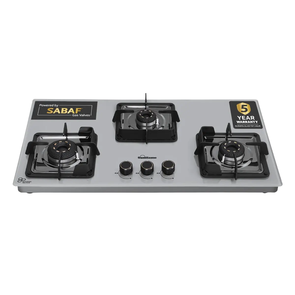 Sunflame 3 Burner Ultra-Slim Countertop Hob 80 Cm Wide | Italian Sabaf Valve | Auto Ignition 2
