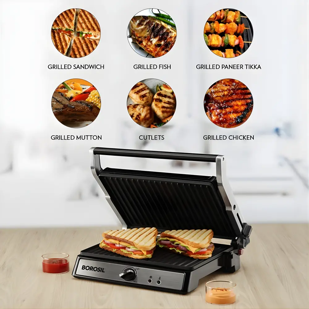 Borosil Super Jumbo, Opens 180°, 2000-Watt Grill Toaster/Sandwich Maker 1