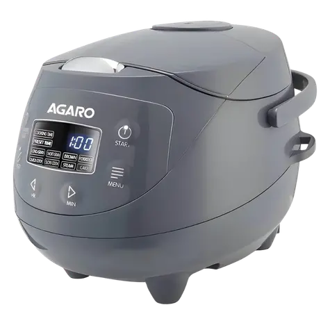 Agaro Imperial Electric Rice Cooker - 2L - Grey | 8 Preset Cooking Function | Advanced Fuzzy Logic | 24Hrs Keep Warm Function | 350 W 1