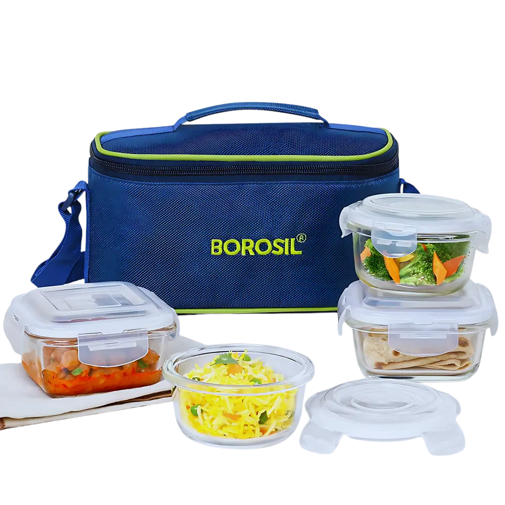 Borosil Microwavable Glass Lunch Box With Bag 1