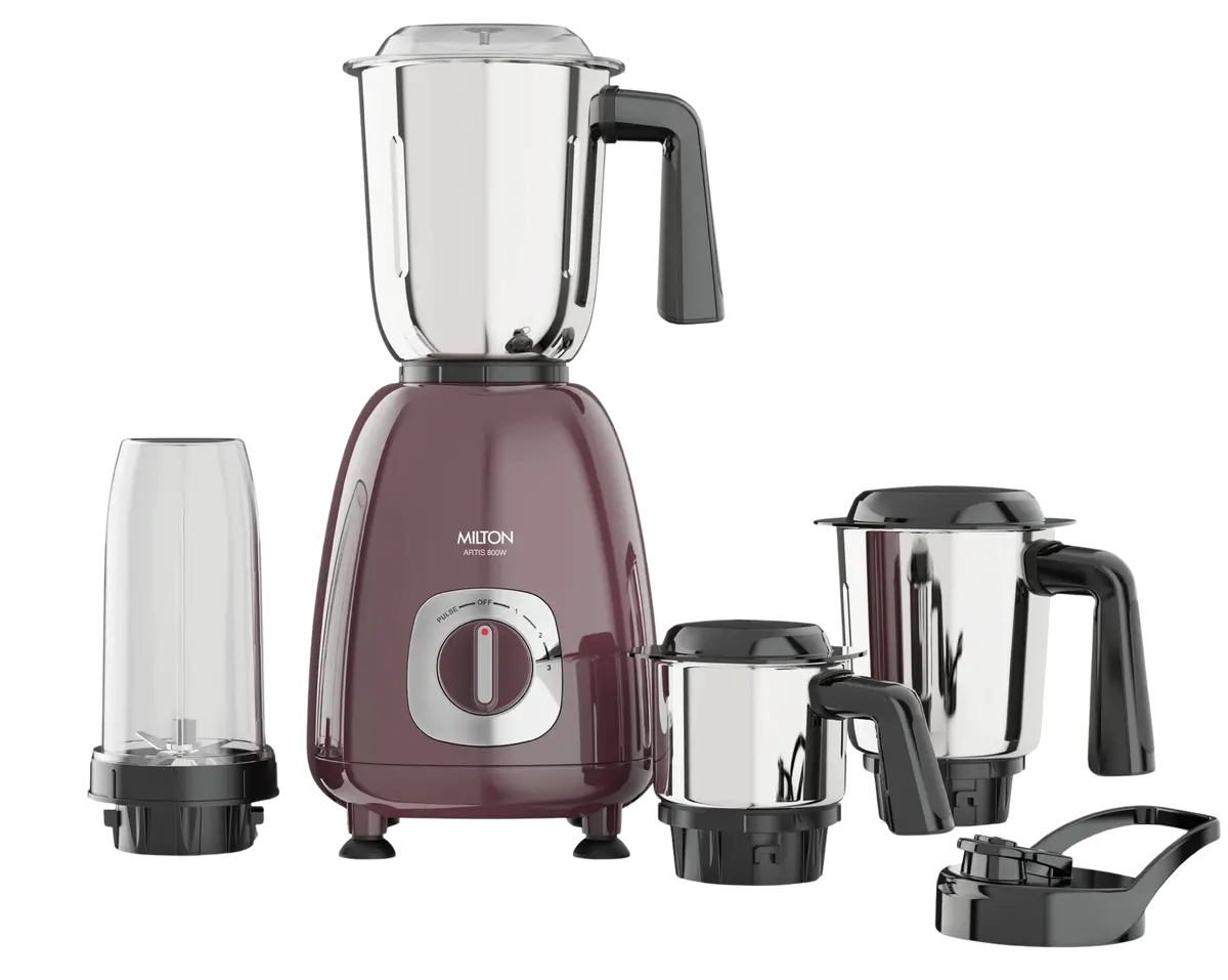 Milton Artis Mixer Grinder | 800 Watt | Wine Brown Color 1