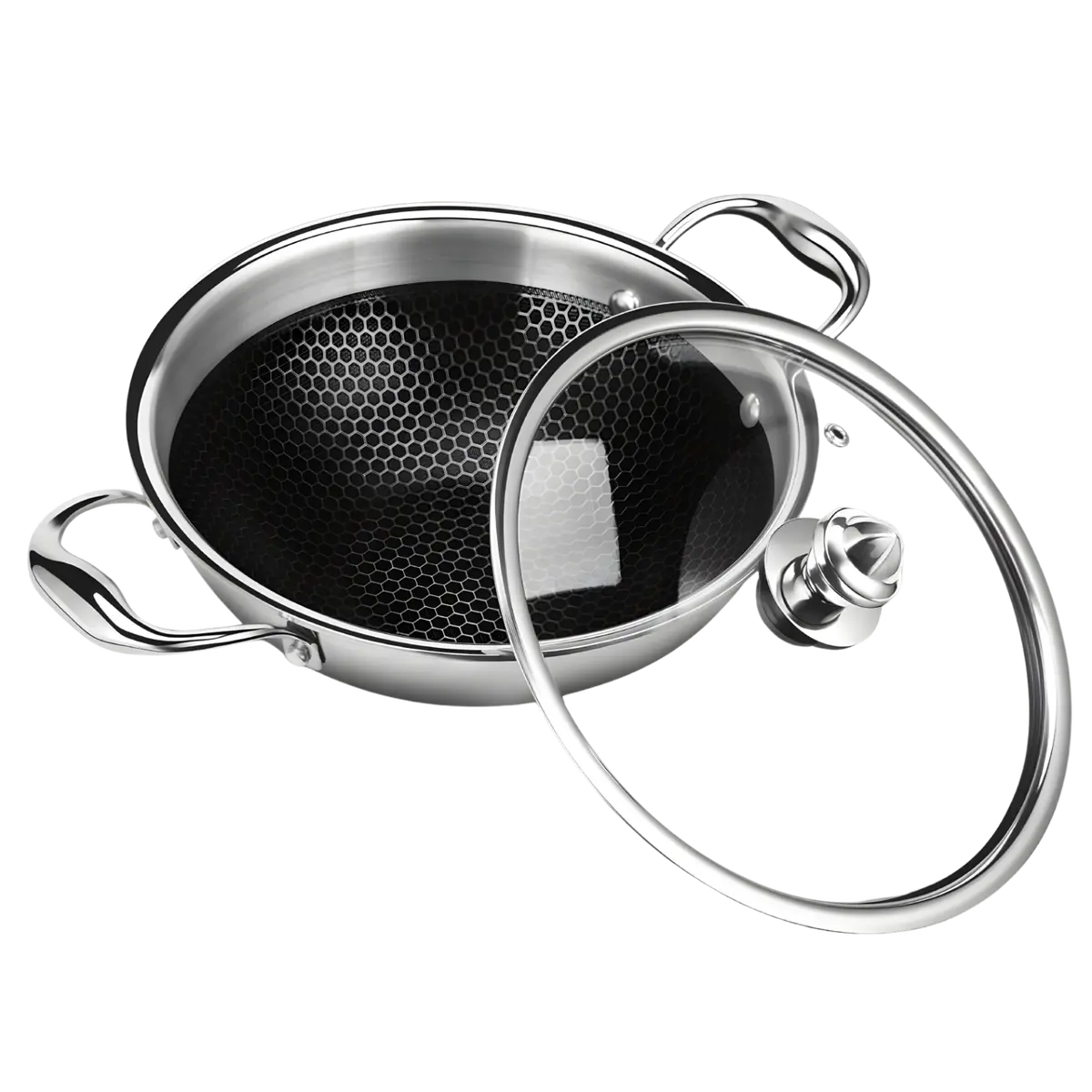 Milton Pro Cook Triply Hexa Tech Induction Stainless Steel Kadhai With Glass Lid 1
