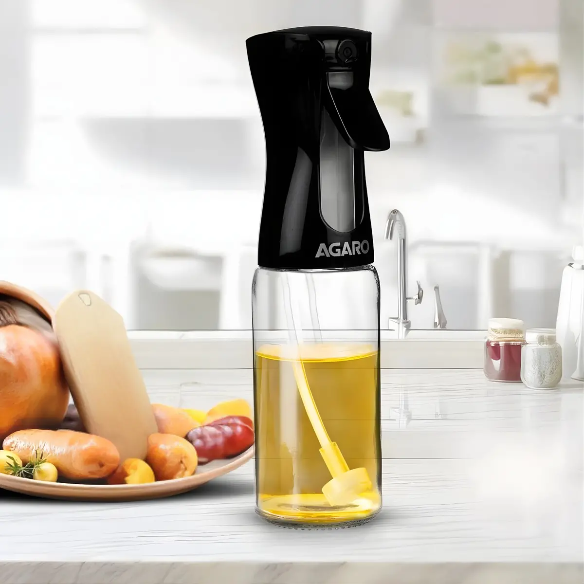 Agaro Elegant Oil Sprayer For Cooking, 200 Ml, Glass Body, Refillable Cooking Oil Spray Bottle, Oil Spritzer ! 1