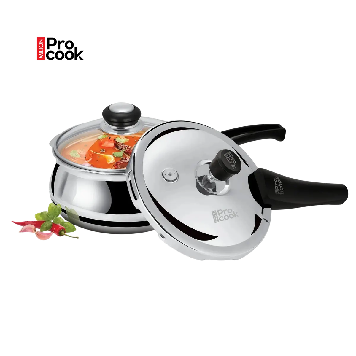 Procook By Milton Triply Pressure Cooker Outer Lid Curve | Additional Glass Lid 1