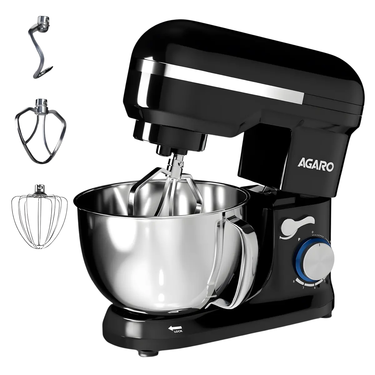 Agaro Royal Stand Mixer 1000W With 5L Ss Bowl And 8 Speed Setting I Includes Whisking Cone | Mixing Beater & Dough Maker | 2 Years Warranty 1