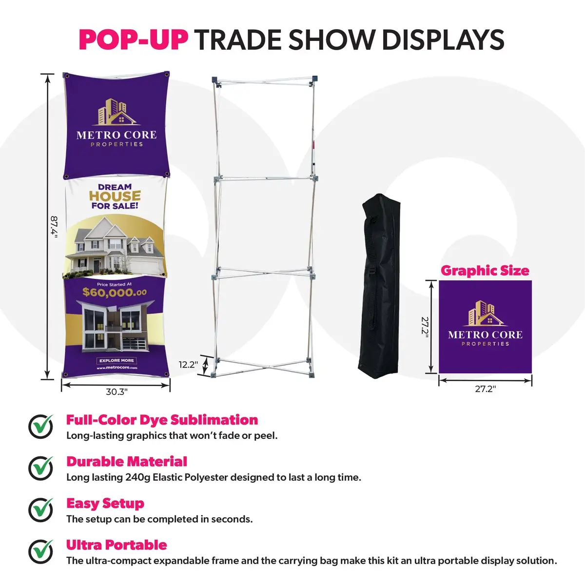 Custom Geometrix Pop-Up Trade Show Booth Display - (1X3 Panel) 2