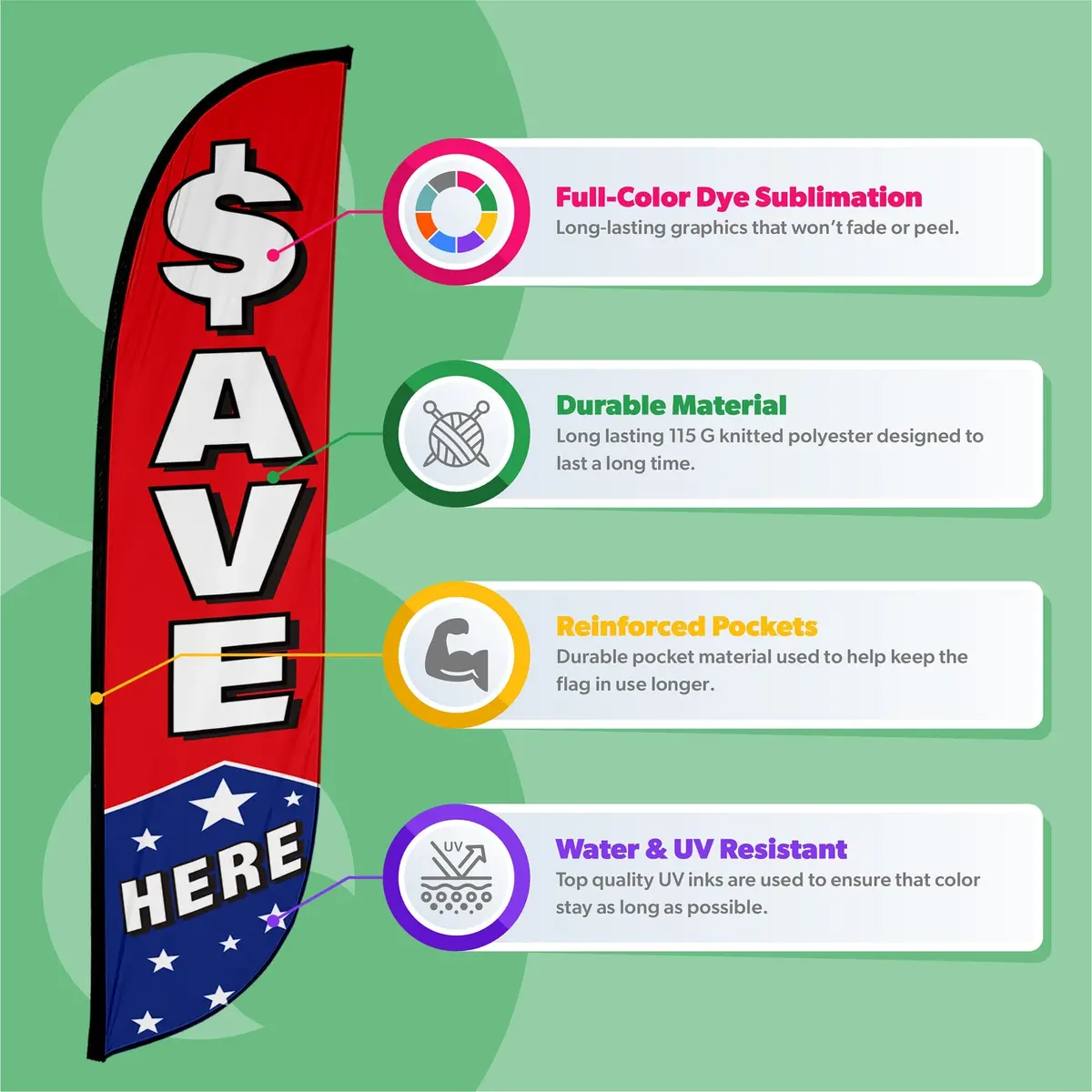 Save Here Feather Flag With Stars 3