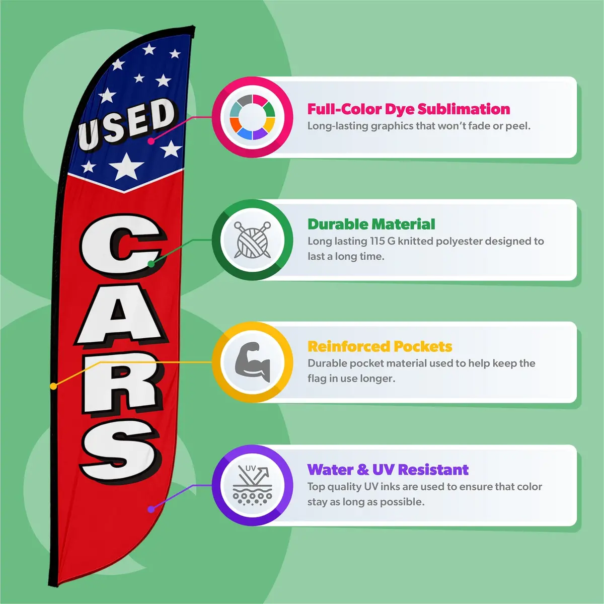 Used Cars Feather Flag With Stars 3