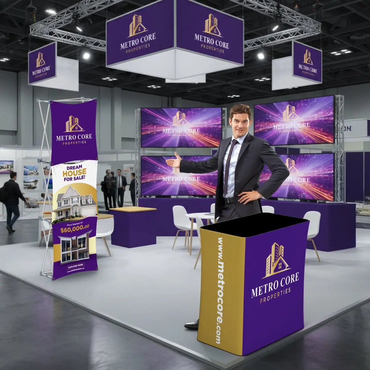 Custom Geometrix Pop-Up Trade Show Booth Display - (1X3 Panel) 3