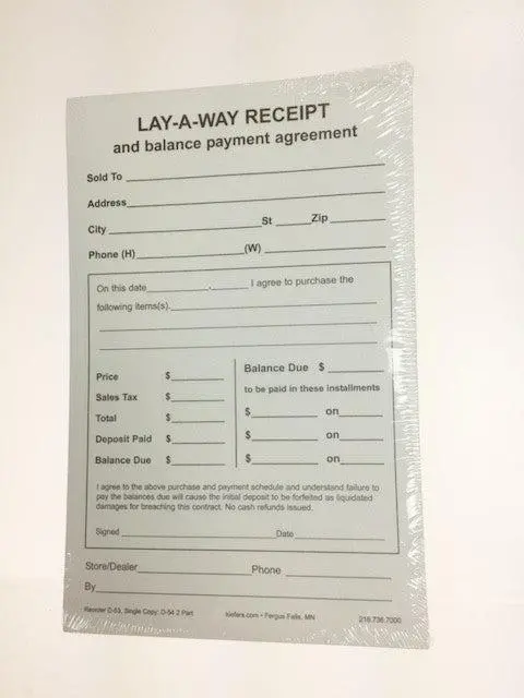 2-Part Lay-Away Forms (100/Pack) 1