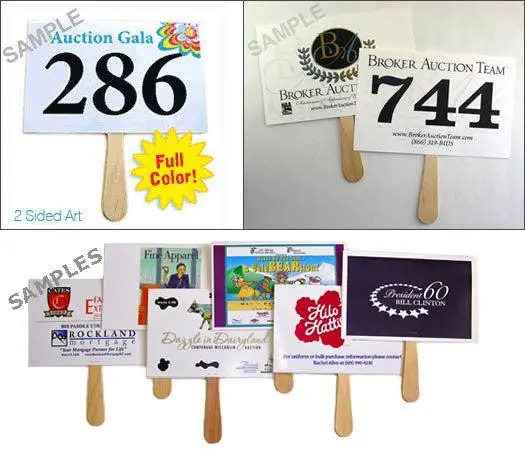 2-Sided Full Color "D-Lux" Souvenir Bid Paddle (100/Pack) 1