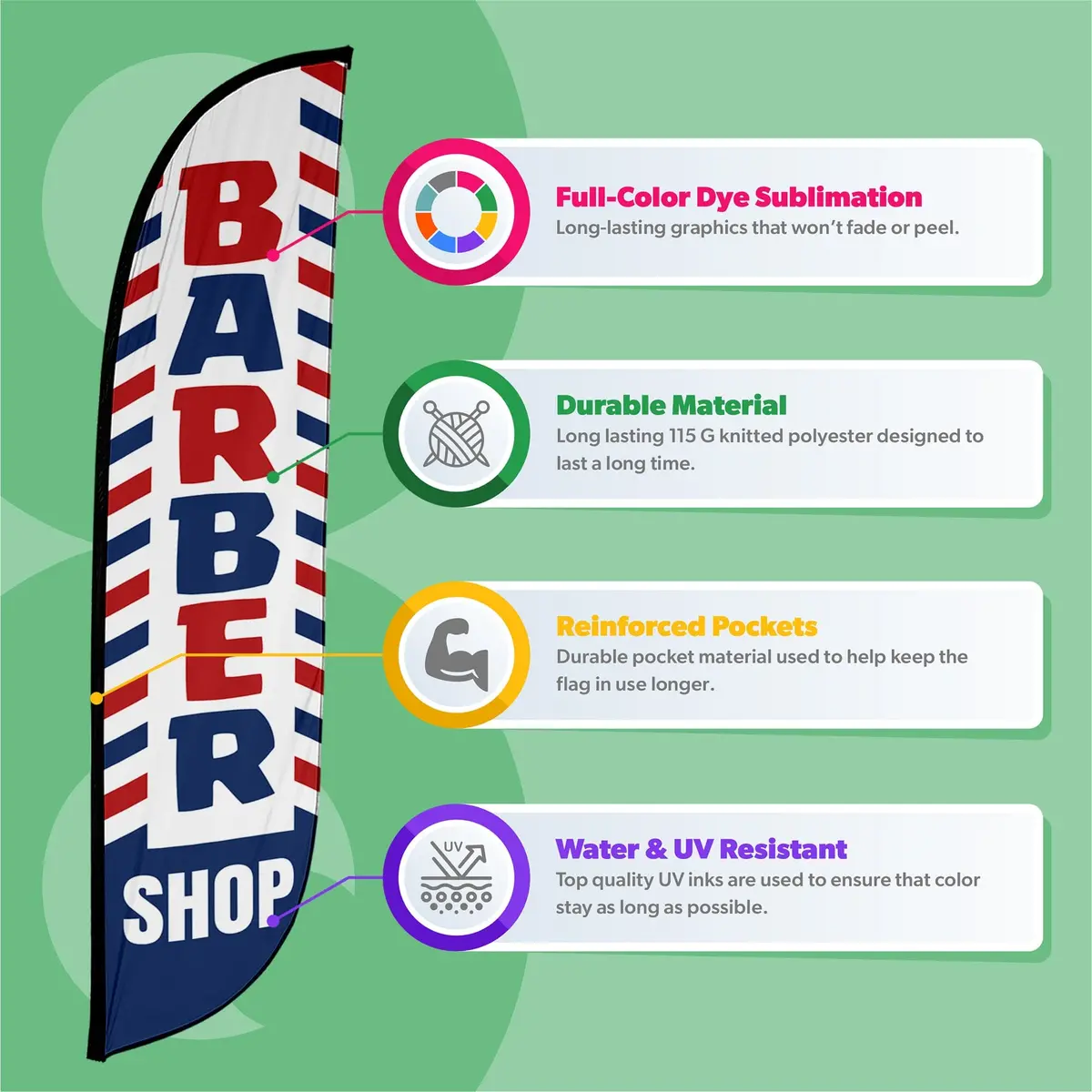 Barber Shop Feather Flag Red/White/Blue 3