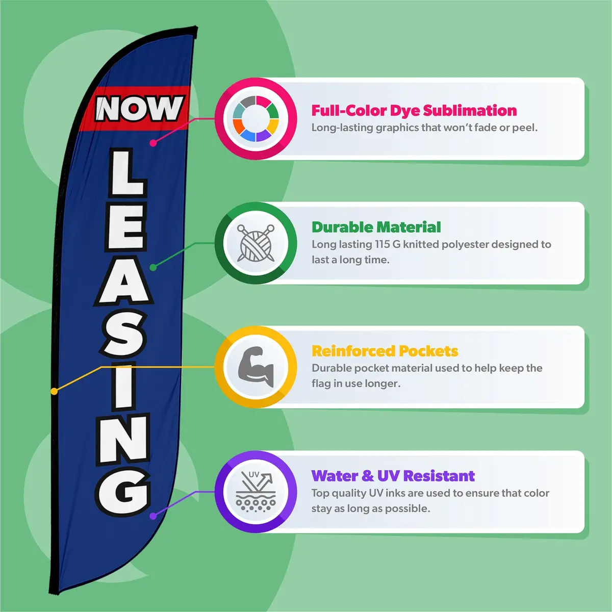 Now Leasing Feather Flag Blue & Red 3