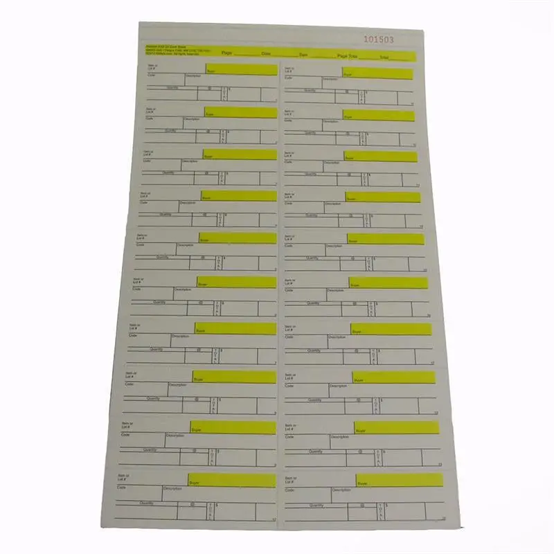 20 Ticket Clerk Sheets - Legal Size Form (100/Pack) 1