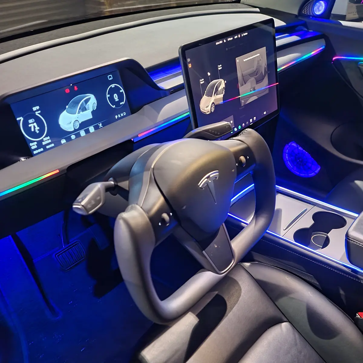 Tesla Model Y Interior Dashboard W. Carplay & Ambient Rgb Led Light Upgrade Kit 1