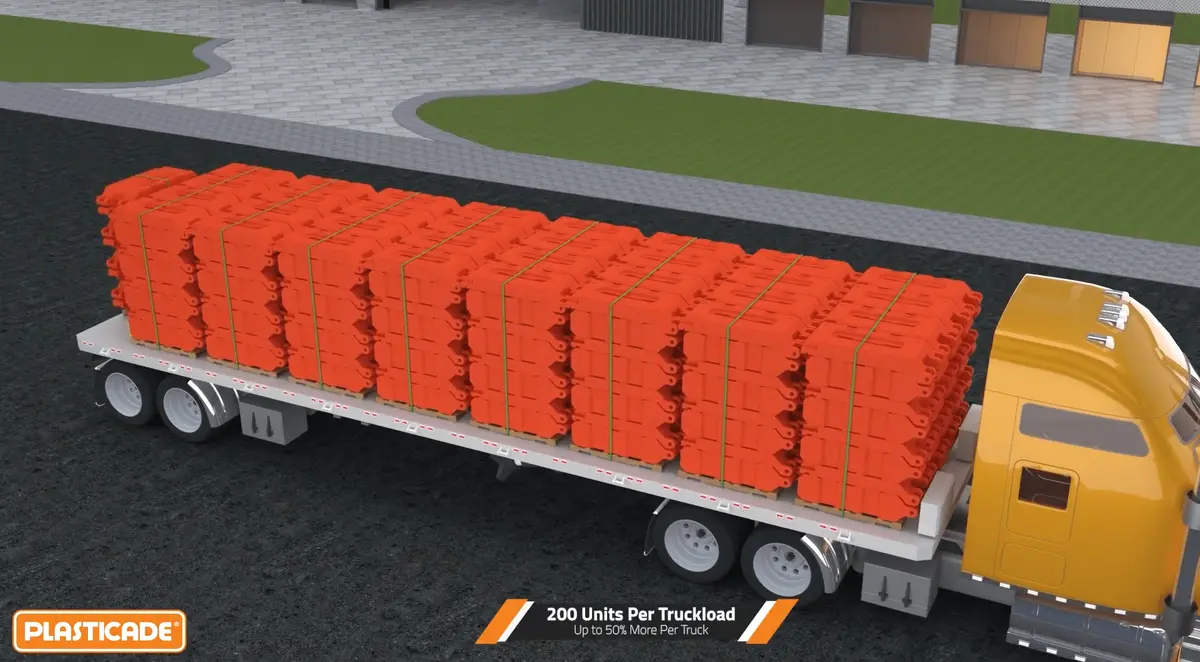Truckload - 200 (1,200 Ft) Water-Filled Barricades Hydrocade Tl-3 Longitudinal Channelizing Device 1