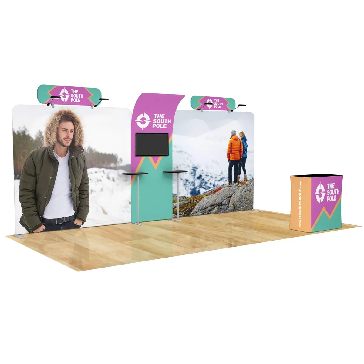 10X20 Trade Show Booth With Curved Media Wall 4